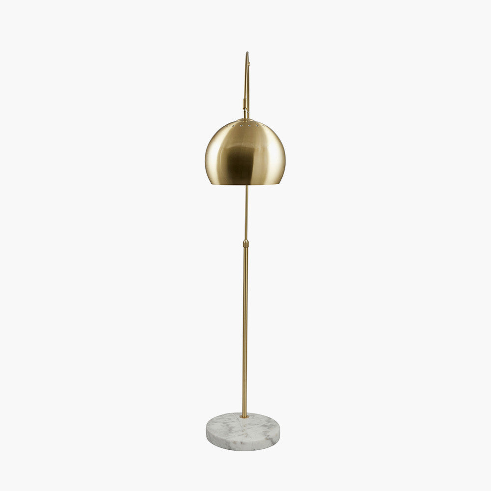 Feliciani Brushed Brass Metal & White Marble Floor Lamp